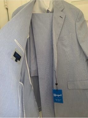 Light Blue Seersucker Blazer - Men
